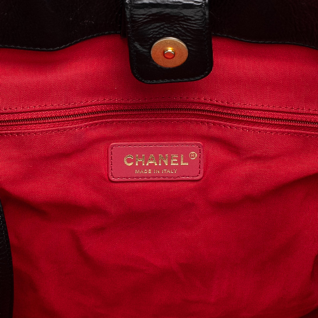 Chanel Large CC Black Leather Chain Tote Bag