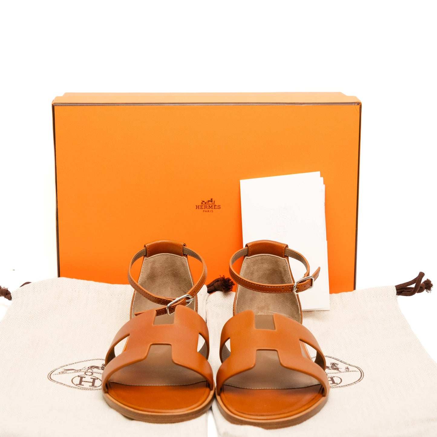 Hermes Santorini Orange Ankle Strap Sandals