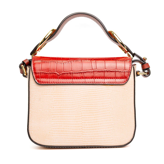 Chloe C Red Croc-Embossed Leather Bag