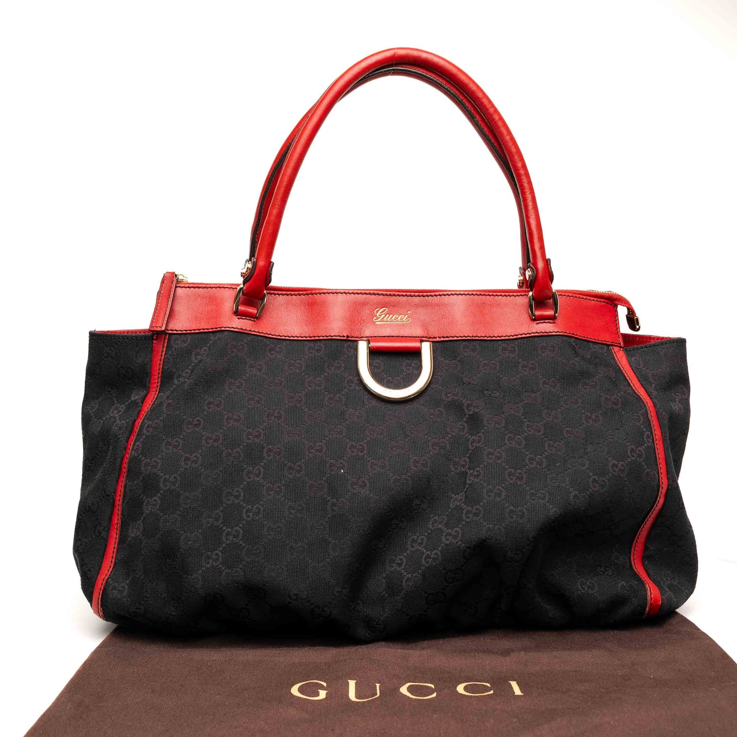 Gucci Abbey D-Ring Black Red GG Canvas Shoulder Bag