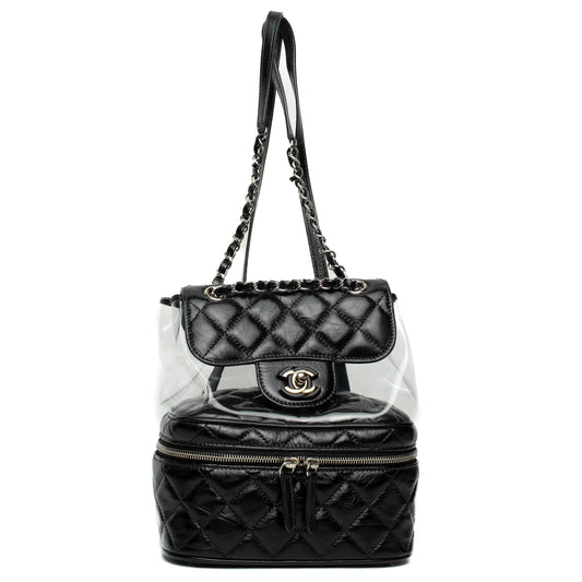 Chanel Black Quilted Leather PVC Backpack