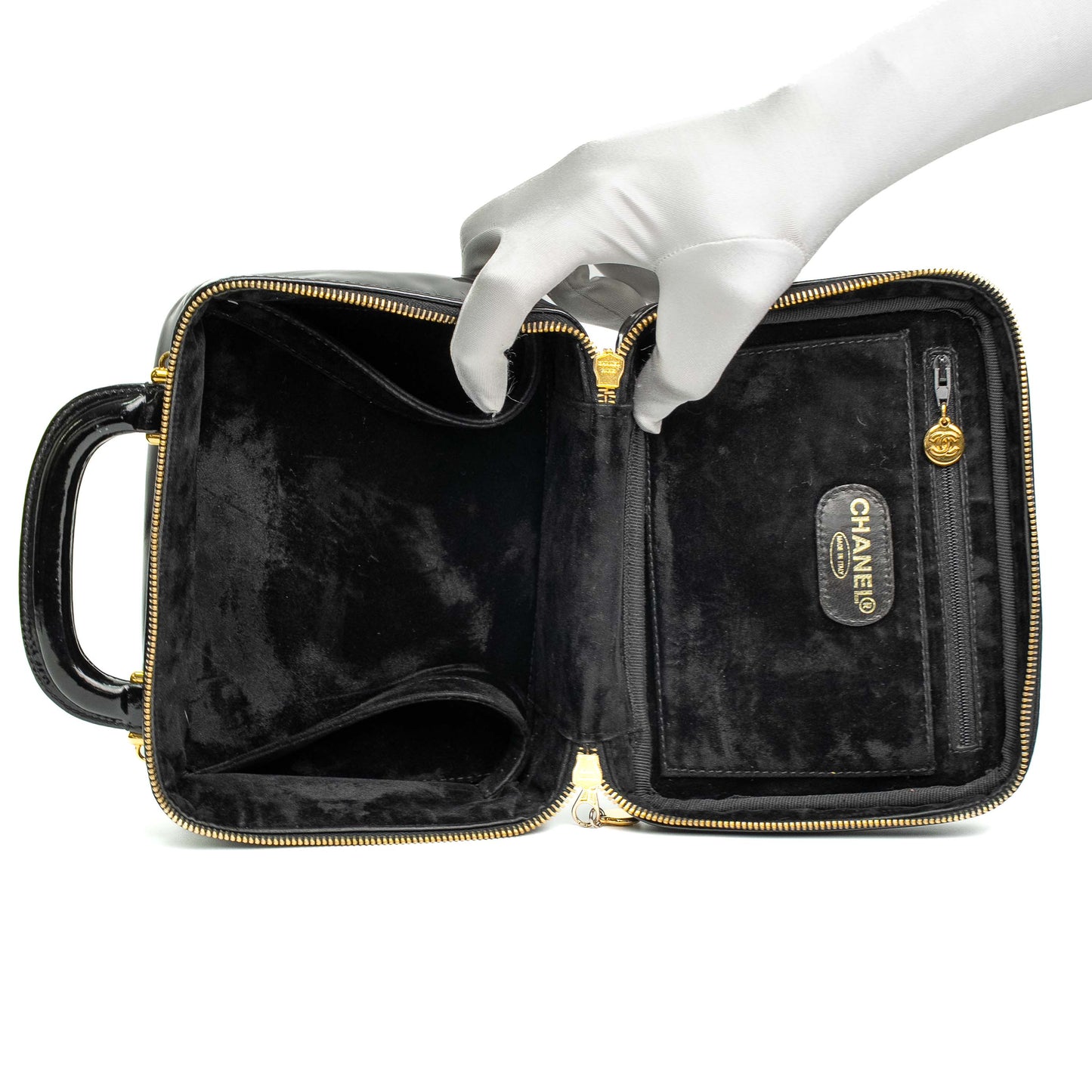 Chanel Black Patent Leather Vanity Bag