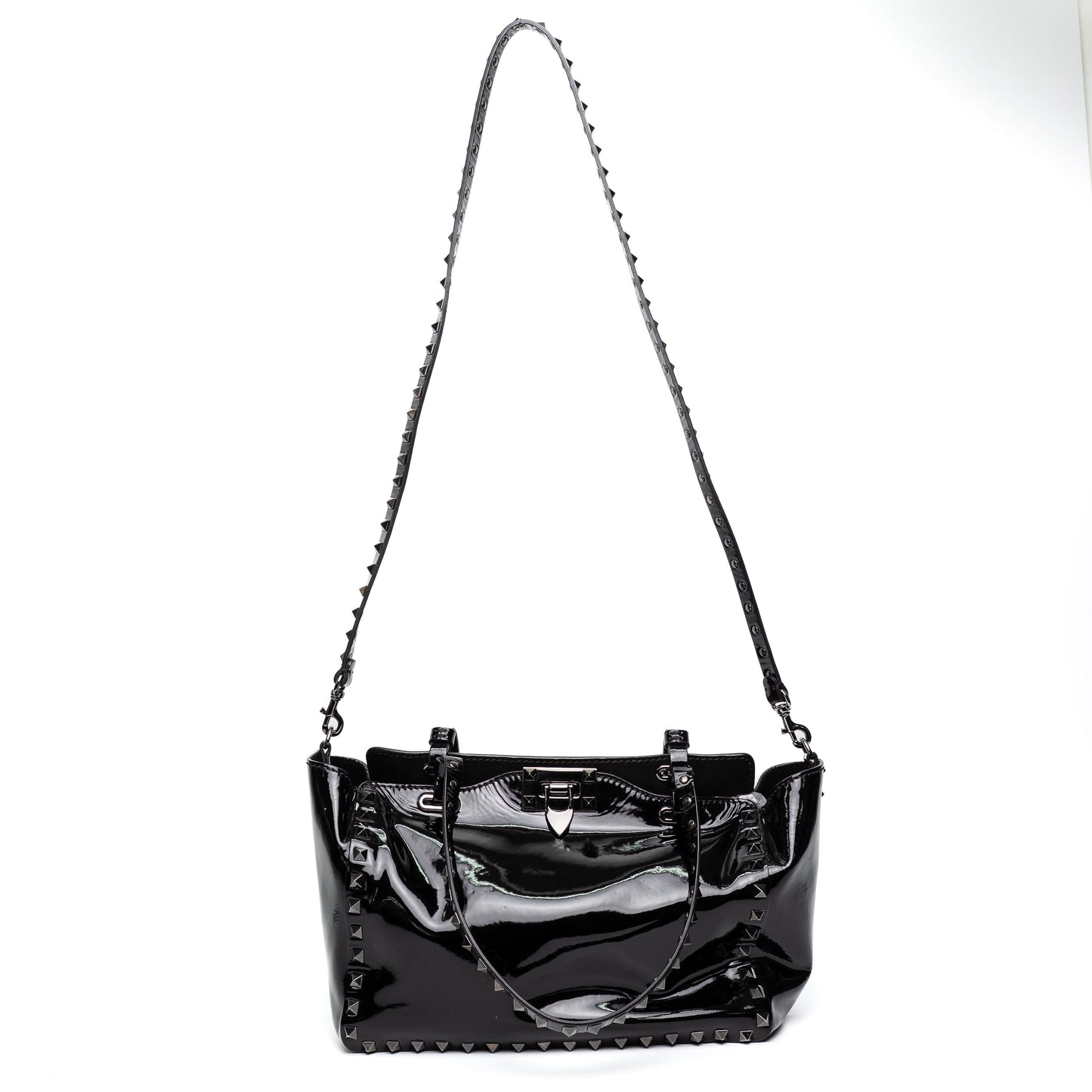 Valentino Rockstud Black Patent Tote