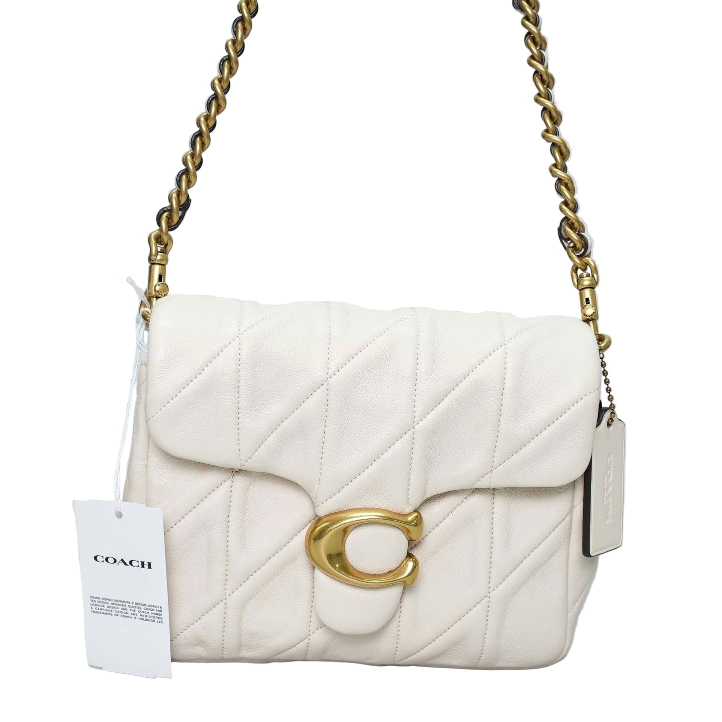 Coach Quilted Leather Shoulder Bag in Chalk