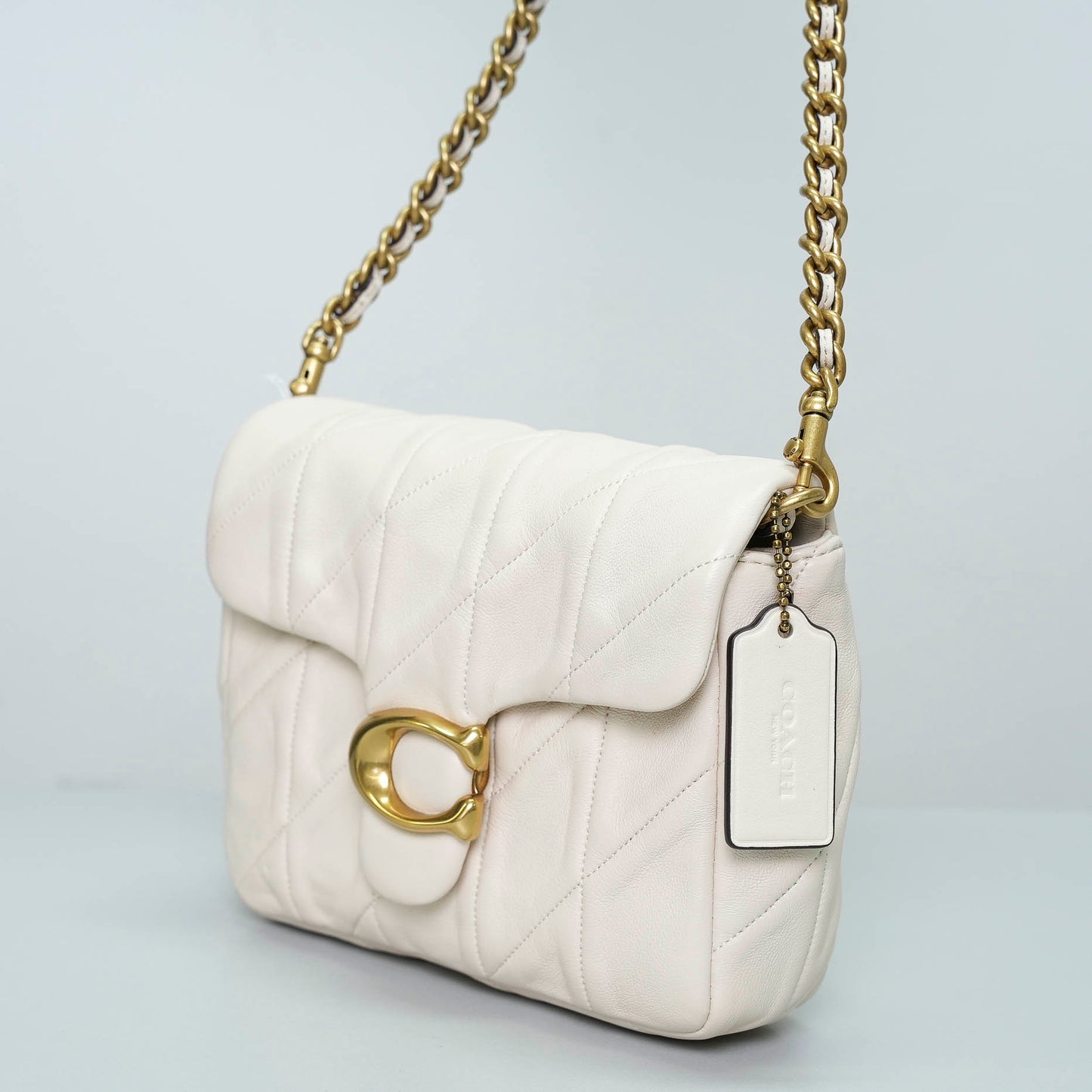 Coach Quilted Leather Shoulder Bag in Chalk