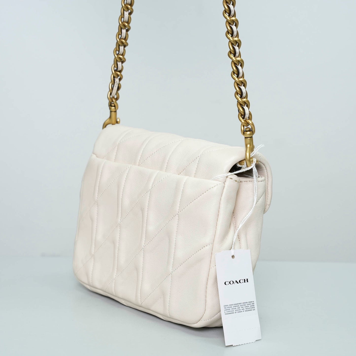 Coach Quilted Leather Shoulder Bag in Chalk