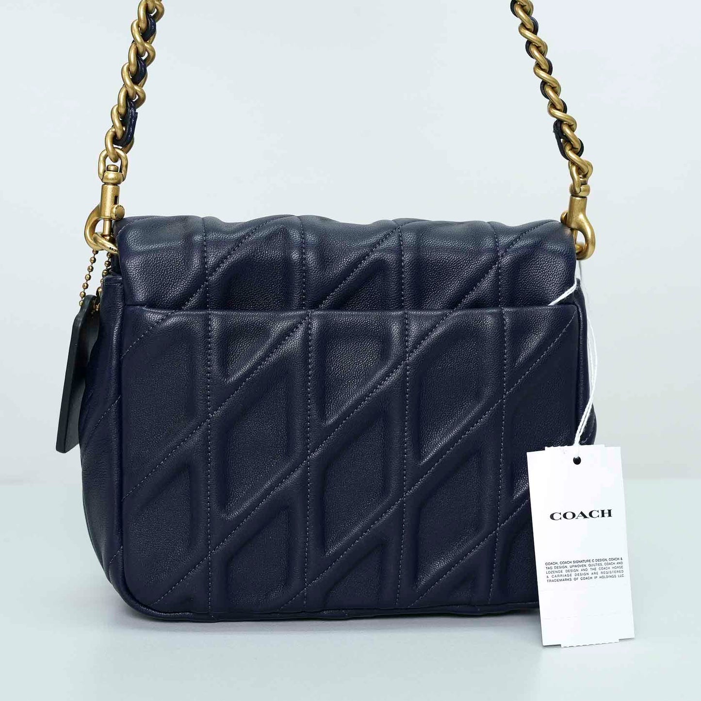 Coach Quilted Leather Shoulder Bag – Navy Blue