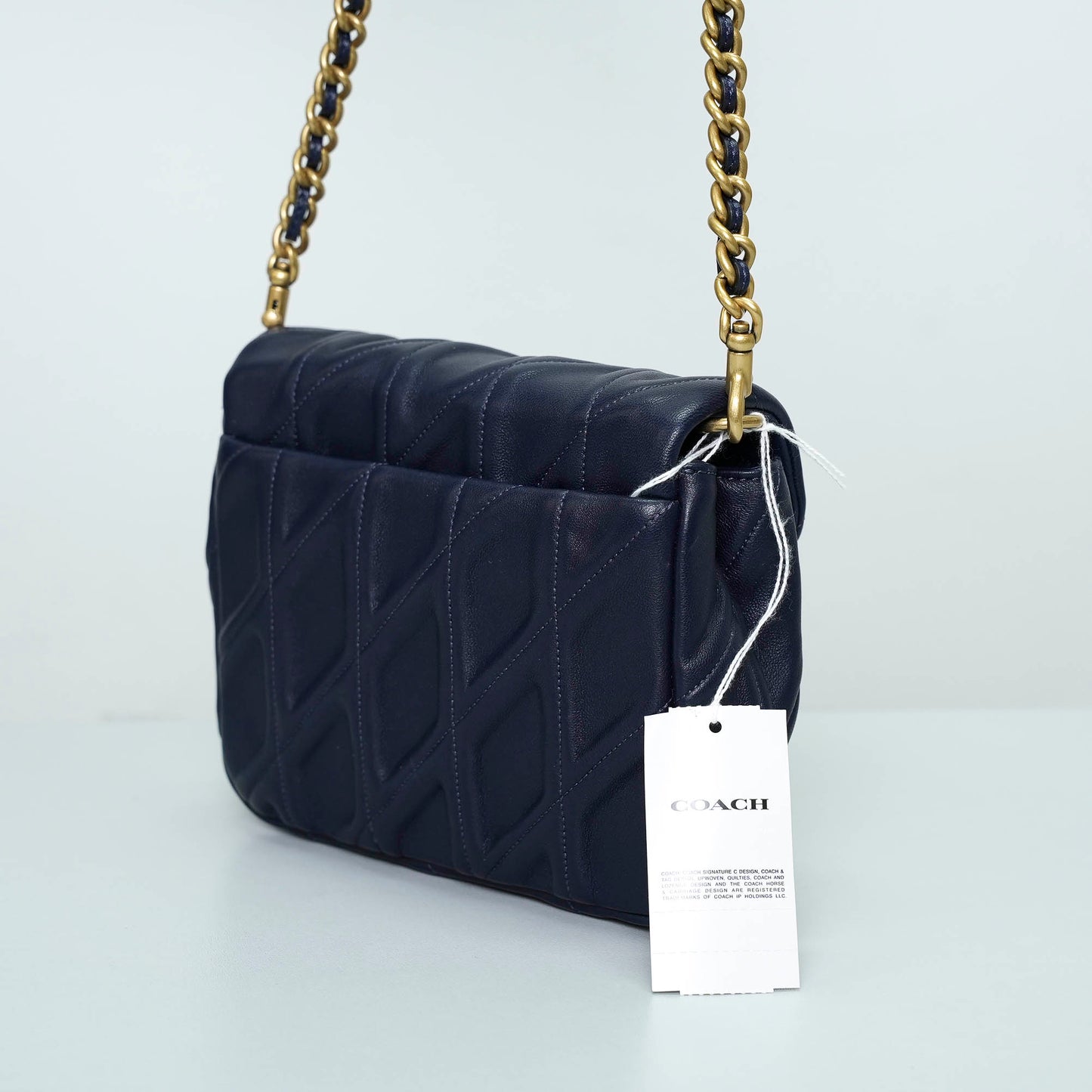 Coach Quilted Leather Shoulder Bag – Navy Blue