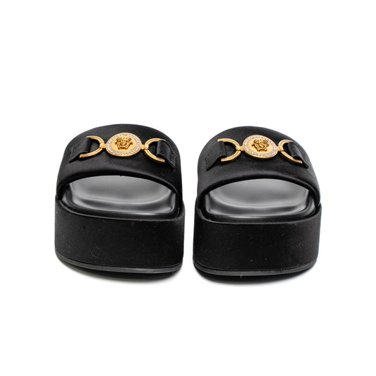 Versace Medusa Black Platform Slides