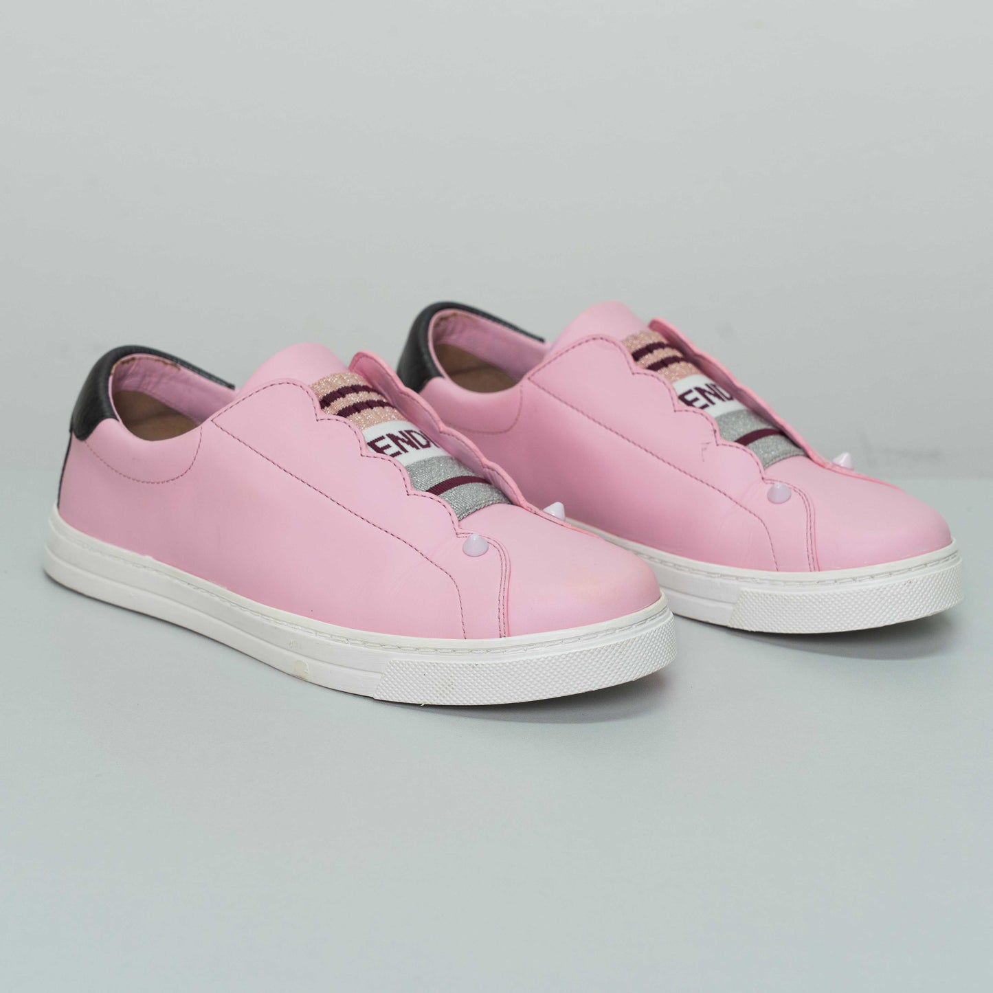 Fendi Pink Rockoclick Knit Sneakers