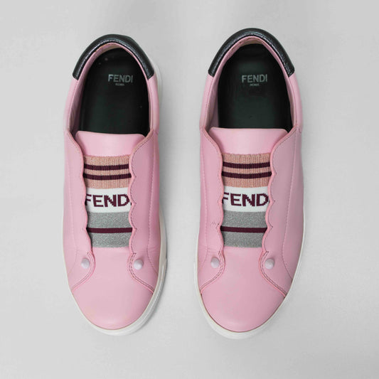 Fendi Pink Rockoclick Knit Sneakers