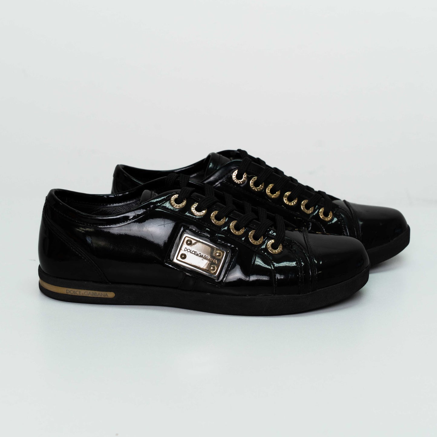 Dolce & Gabbana Black Patent Leather Sneakers