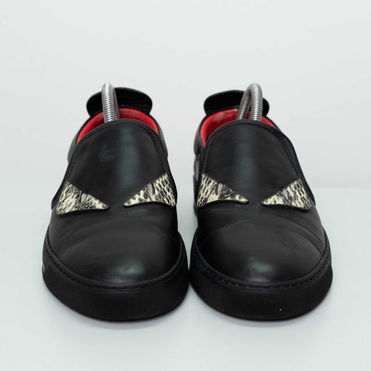Fendi Black Monster Eyes Slip-On Sneakers