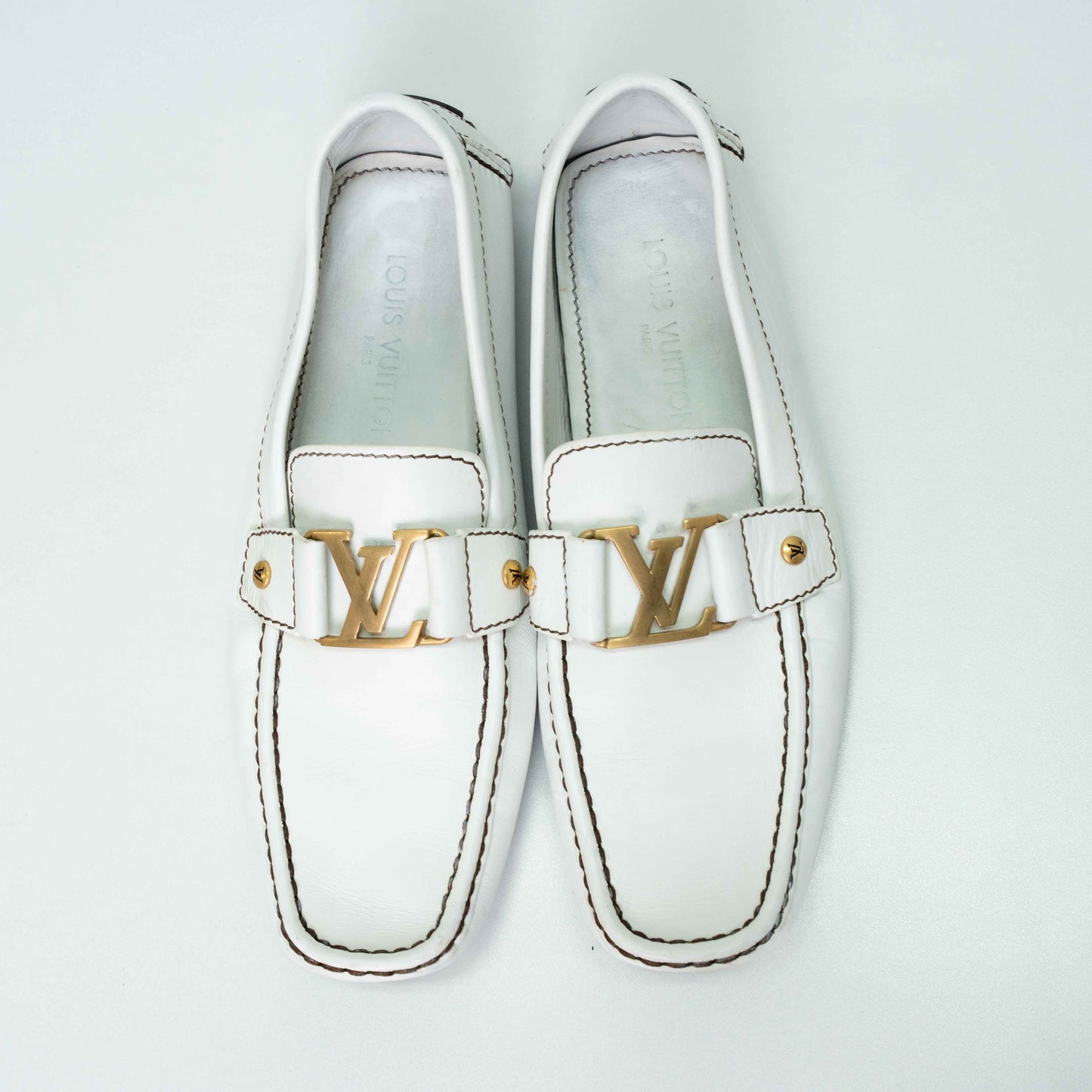 Louis Vuitton Monte Carlo White Leather Moccasins