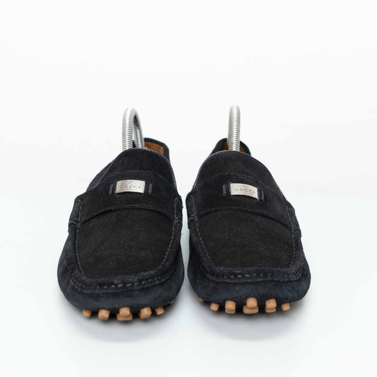 Gucci Black Suede Leather Loafers