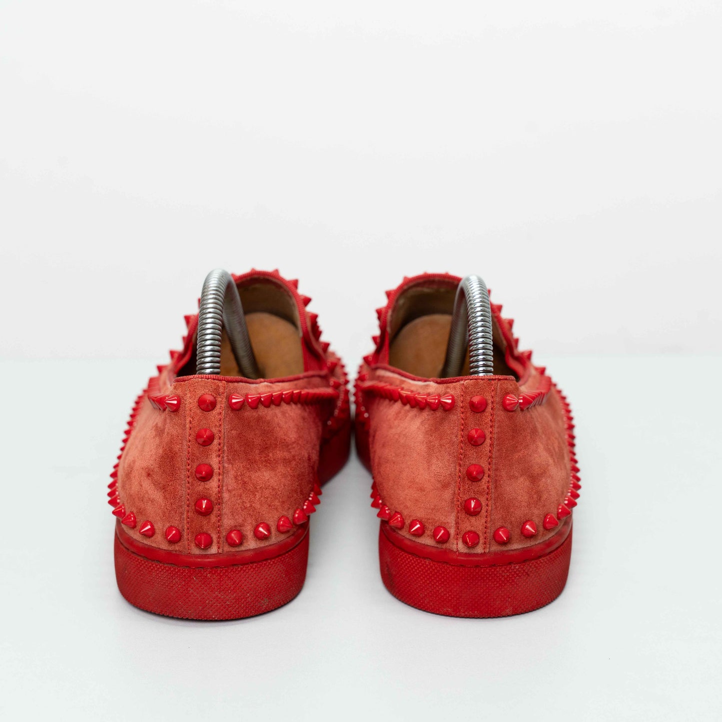 Christian Louboutin Red Pik Boat Spike Suede Slip-On Shoes