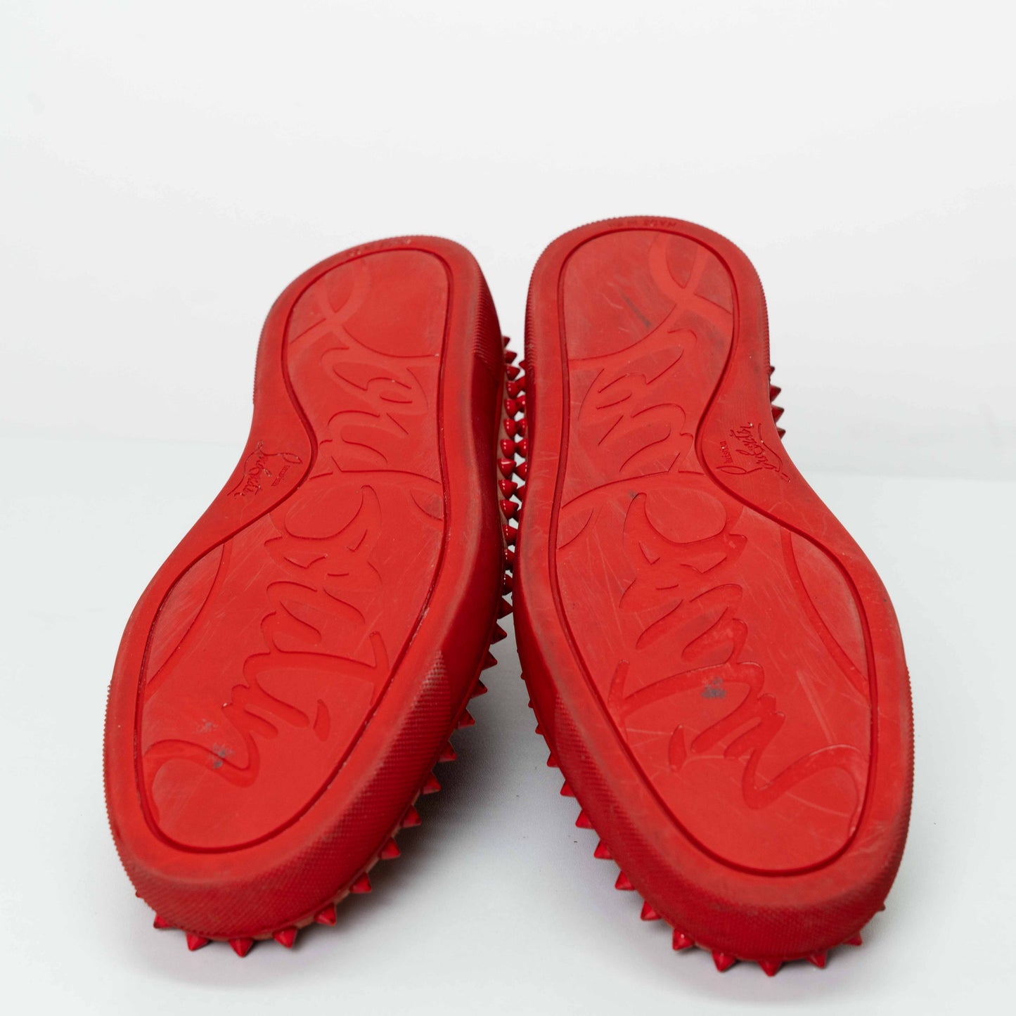 Christian Louboutin Red Pik Boat Spike Suede Slip-On Shoes
