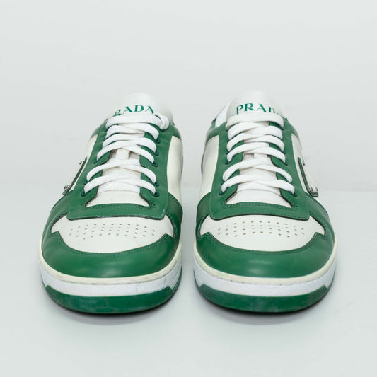 Prada Downtown Green & White Leather Sneakers