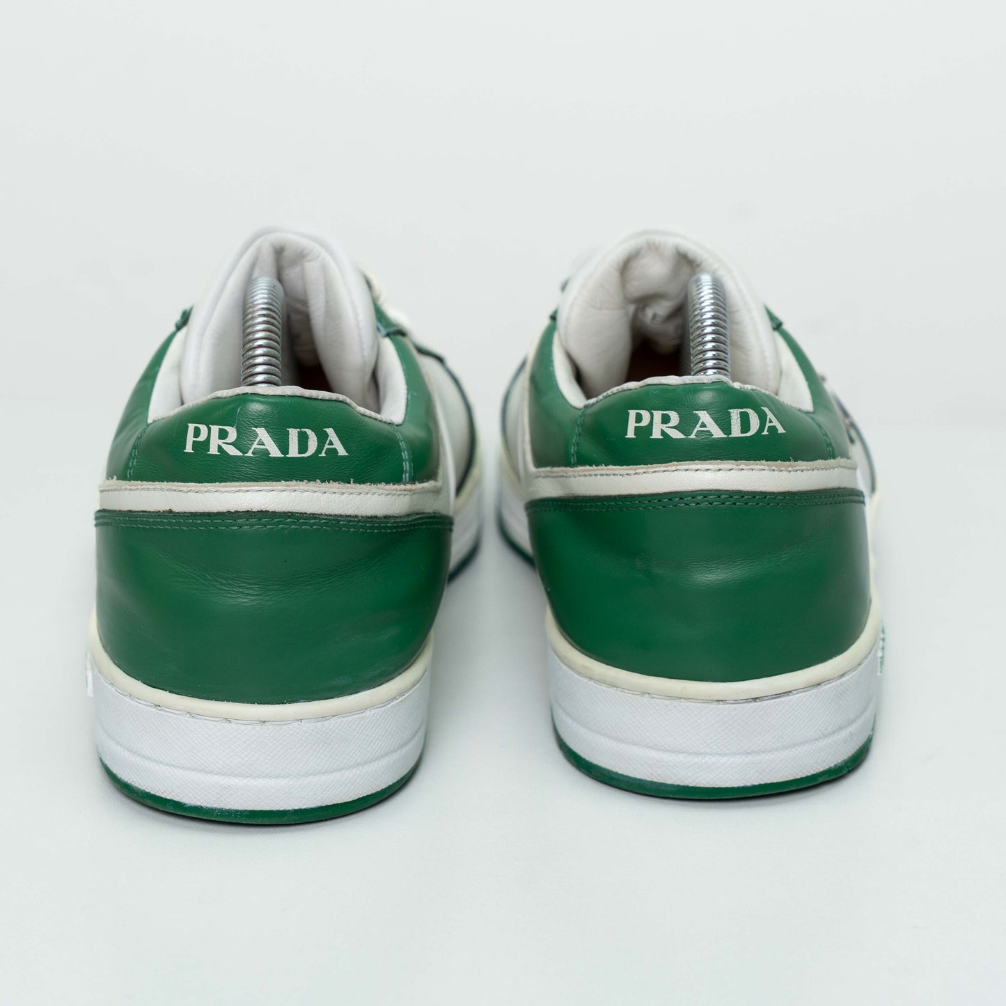 Prada Downtown Green & White Leather Sneakers