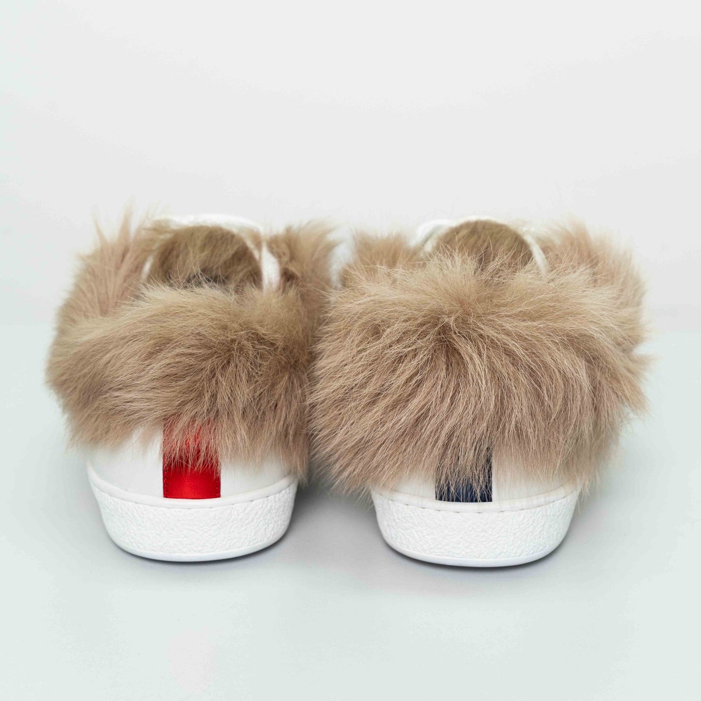 Gucci Ace Fur White Leather Bee Sneakers