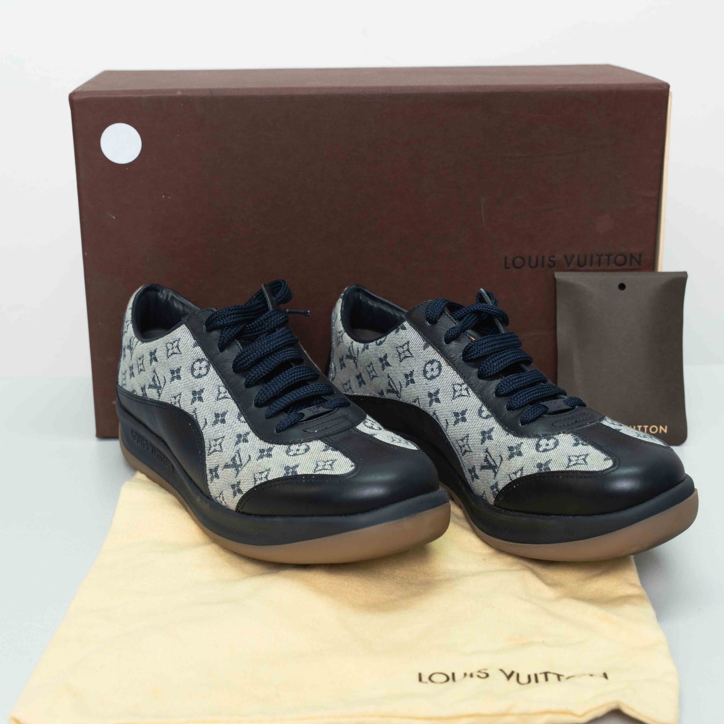 Louis Vuitton Monogram Canvas Navy Leather Sneakers