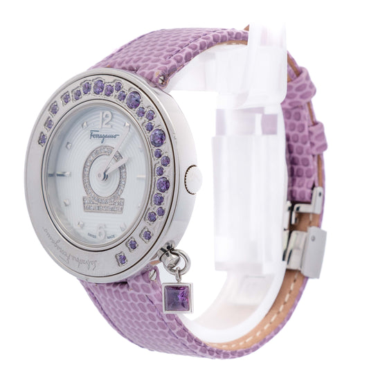 Salvatore Ferragamo Gancino Purple Bezel Watch