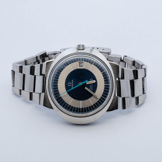 Omega Genève Dynamic Automatic Blue Bullseye Vintage 1970s Watch