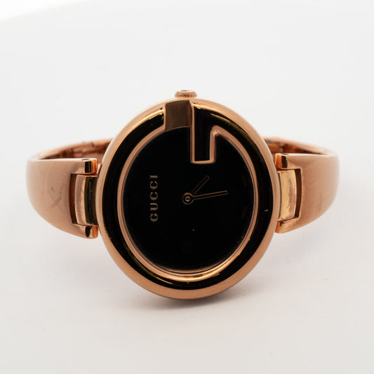 Gucci G-Timeless “G” Shaped Rose Gold Bangle Watch