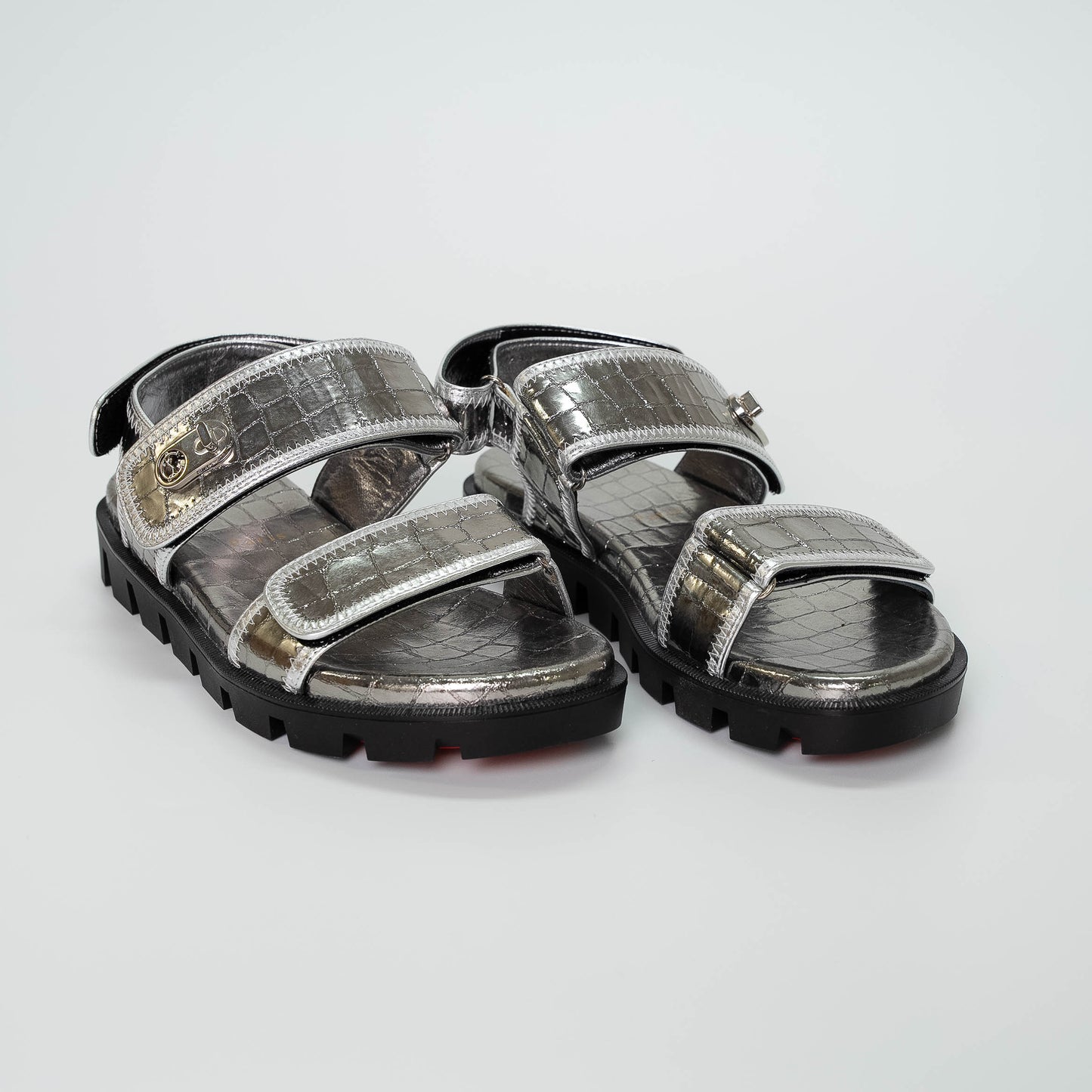 Christian Louboutin Silver Lock Cool Trek Sandals