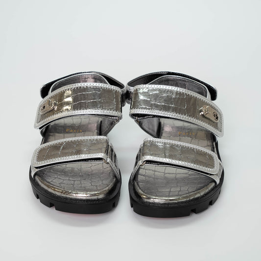Christian Louboutin Silver Lock Cool Trek Sandals