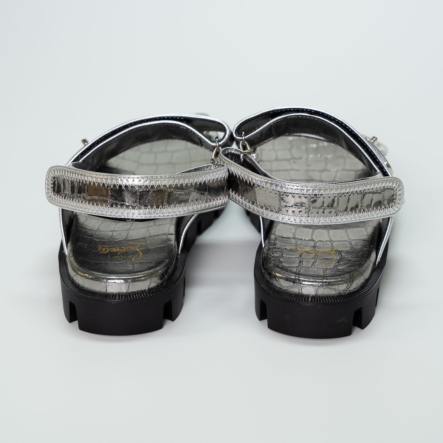 Christian Louboutin Silver Lock Cool Trek Sandals