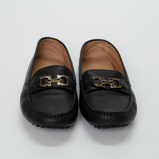Salvatore Ferragamo Black Soft Gancini Loafers