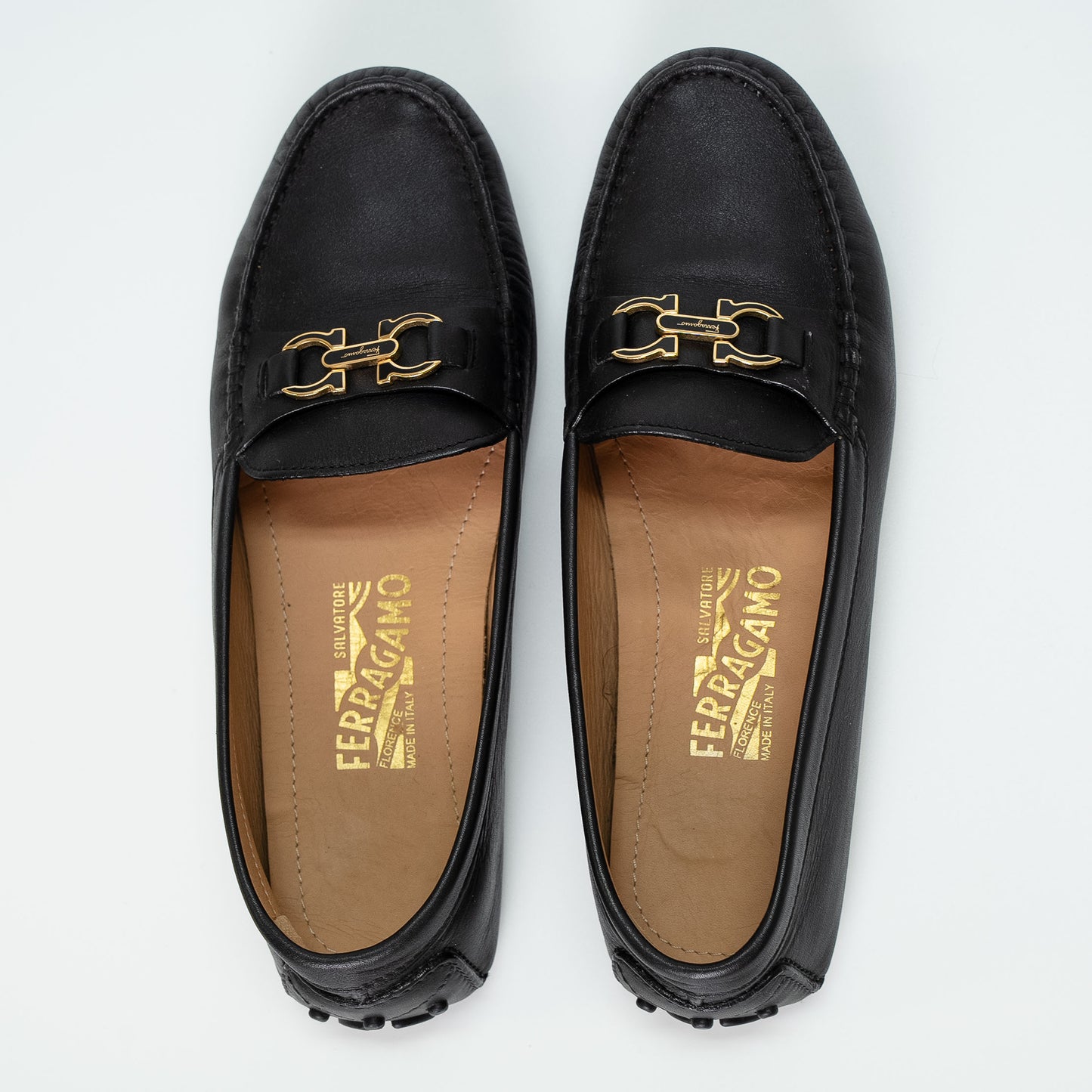 Salvatore Ferragamo Black Soft Gancini Loafers