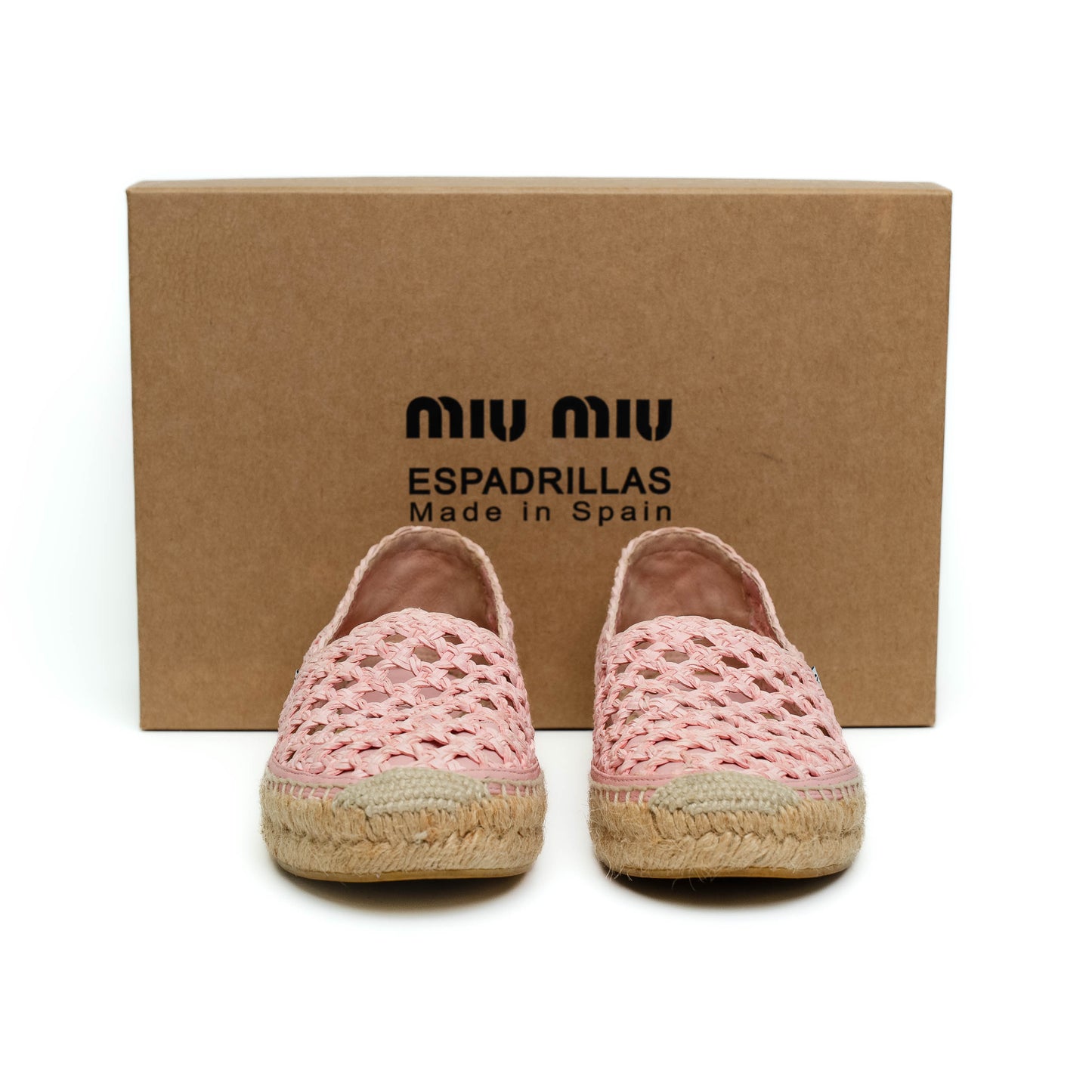 Miu Miu Pink Woven Espadrilles