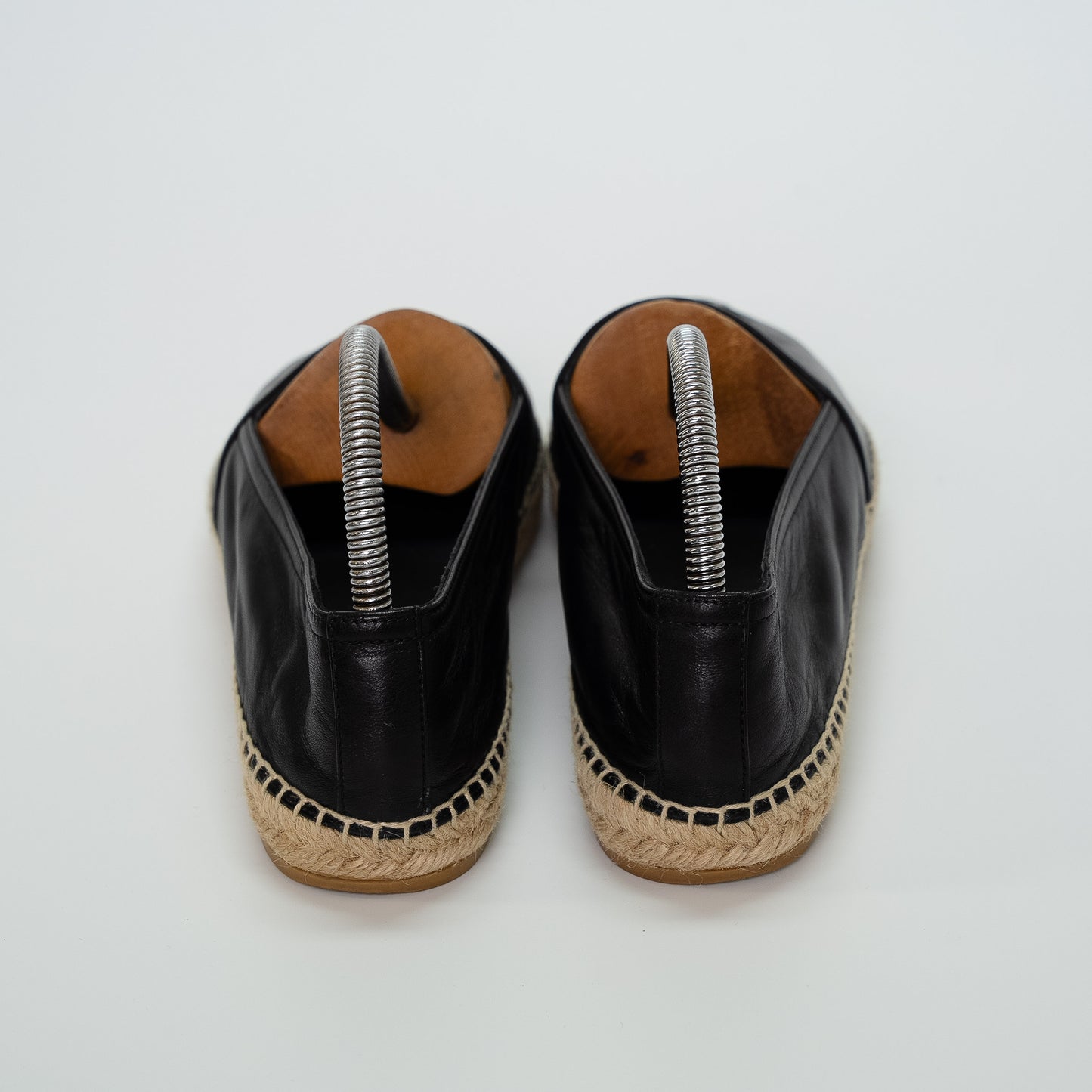 Saint Laurent Black Leather YSL Espadrilles