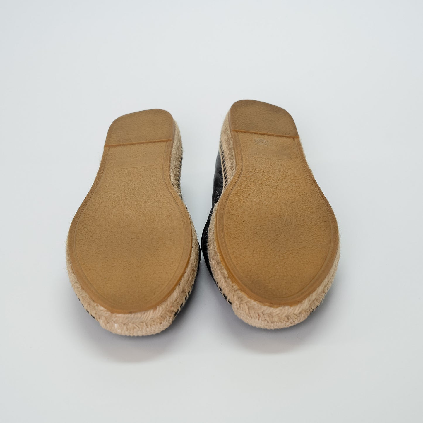 Saint Laurent Black Leather YSL Espadrilles