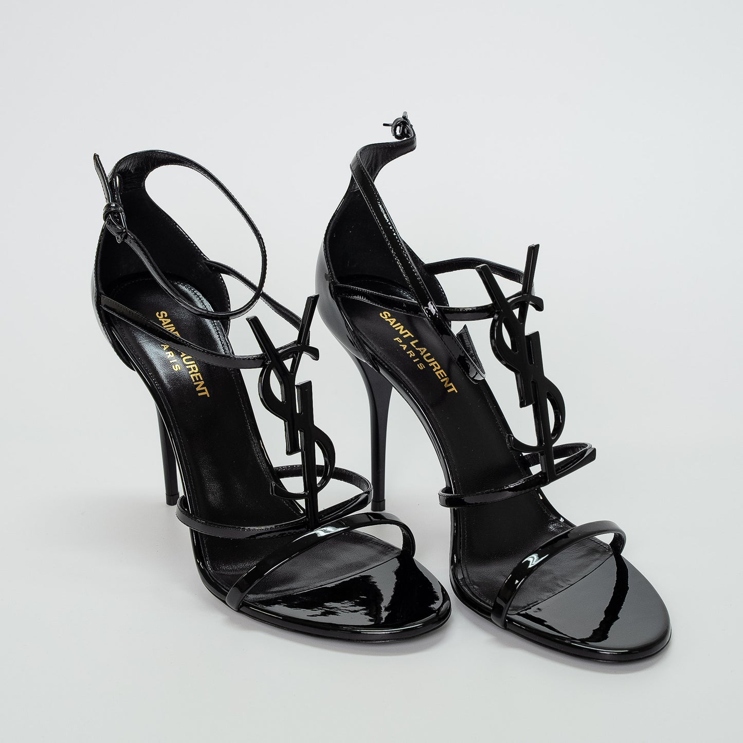 Saint Laurent Black Cassandra 100 Patent Sandals