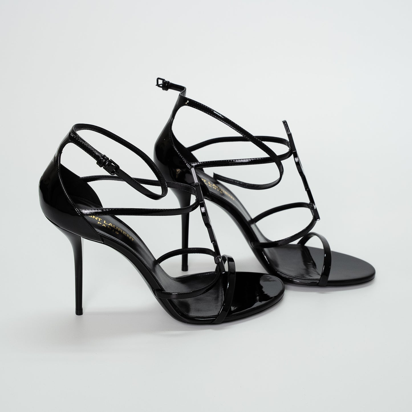 Saint Laurent Black Cassandra 100 Patent Sandals