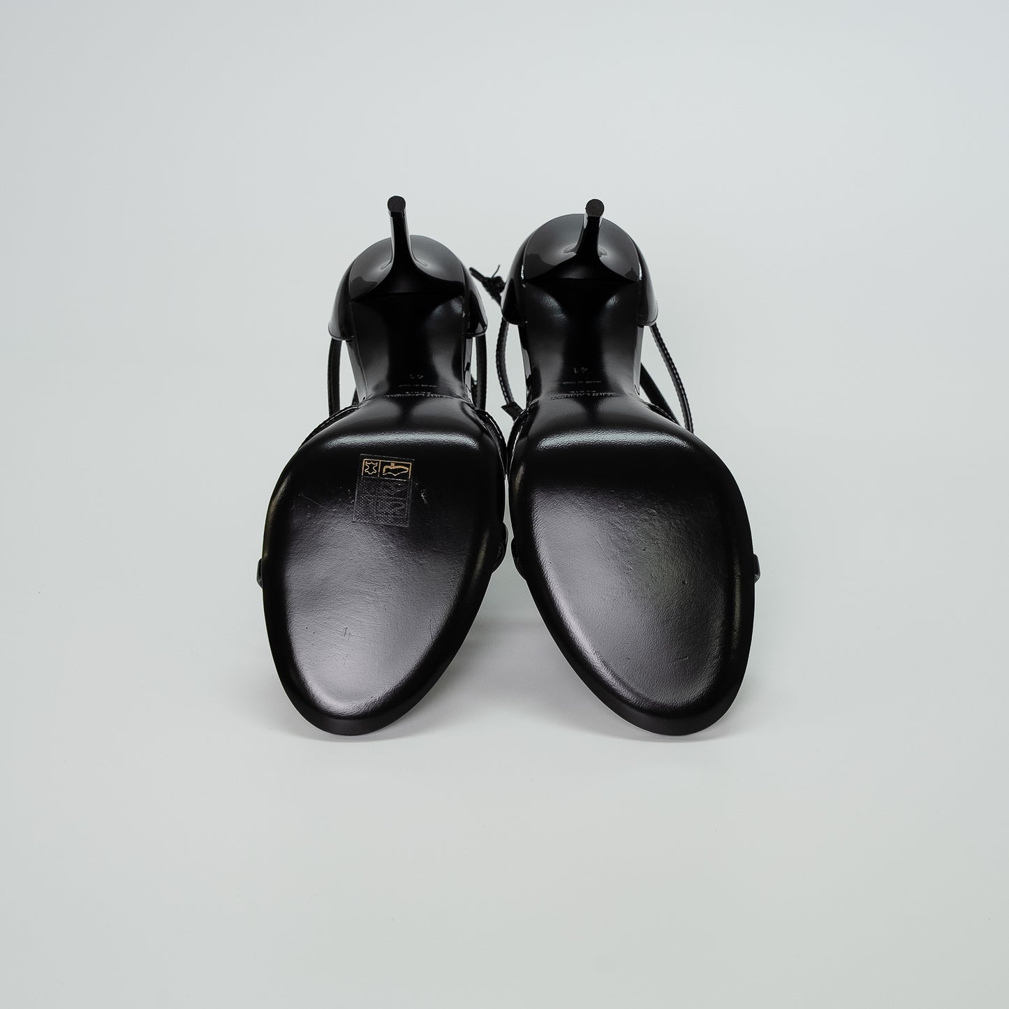 Saint Laurent Black Cassandra 100 Patent Sandals