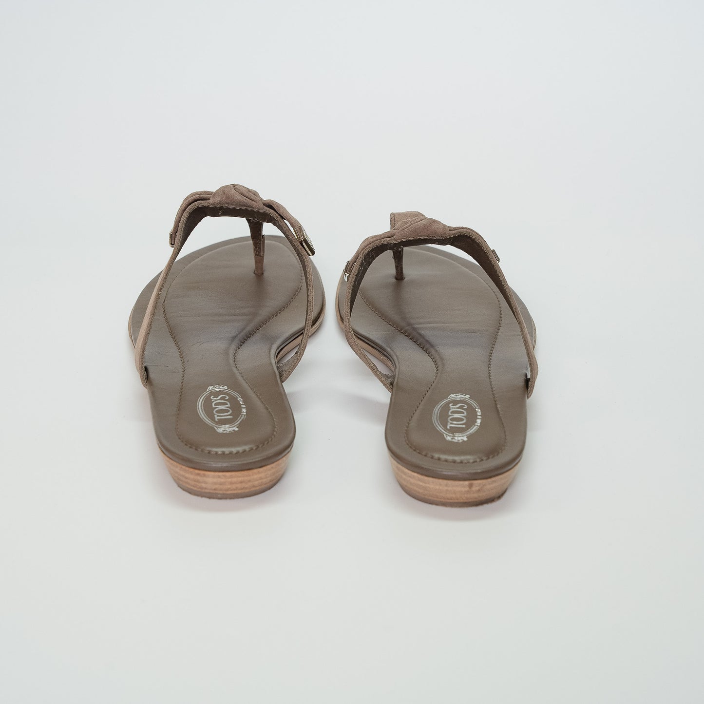 Tod’s Taupe Suede Fiocco Strass Knot Sandals