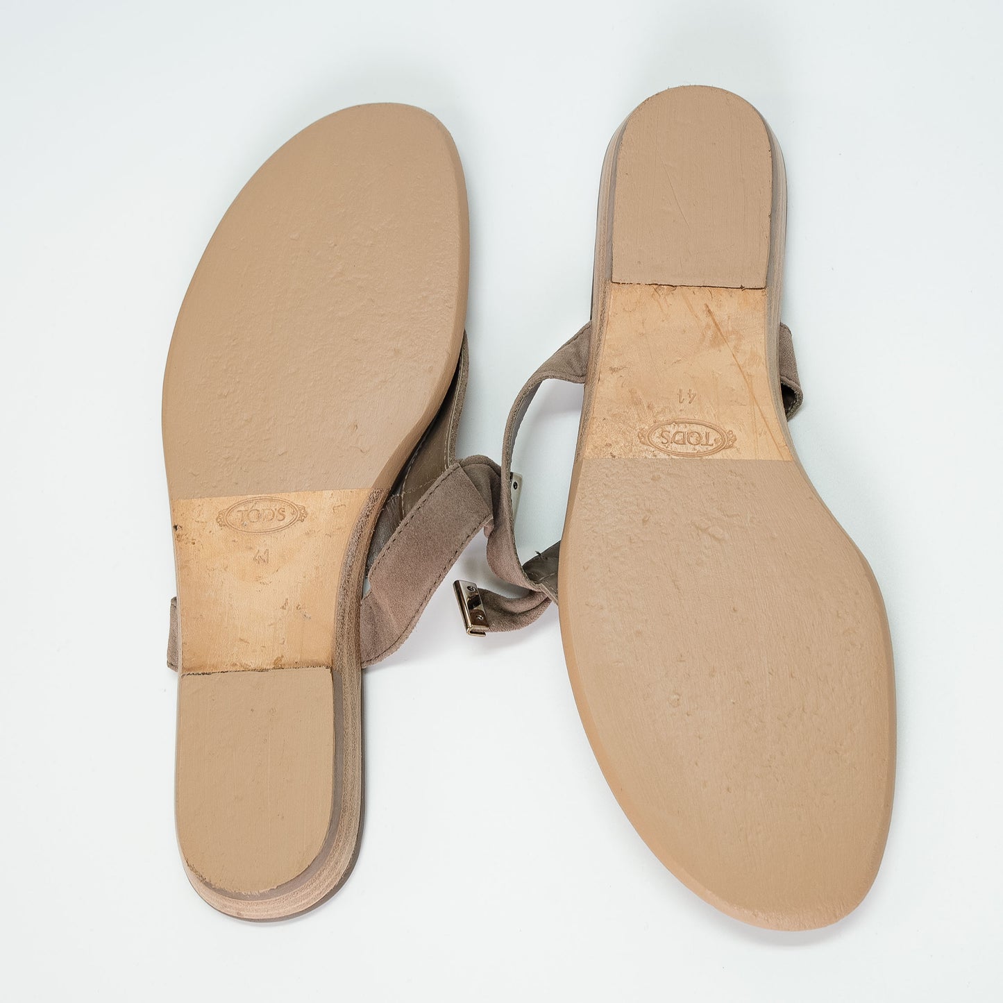 Tod’s Taupe Suede Fiocco Strass Knot Sandals