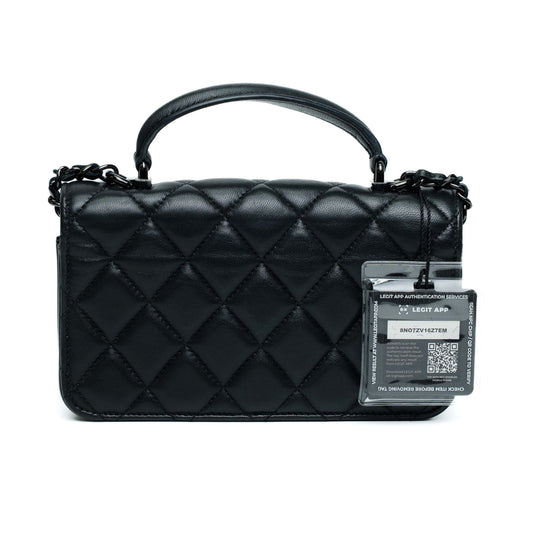 Chanel So Black Quilted Lambskin Phone Holder