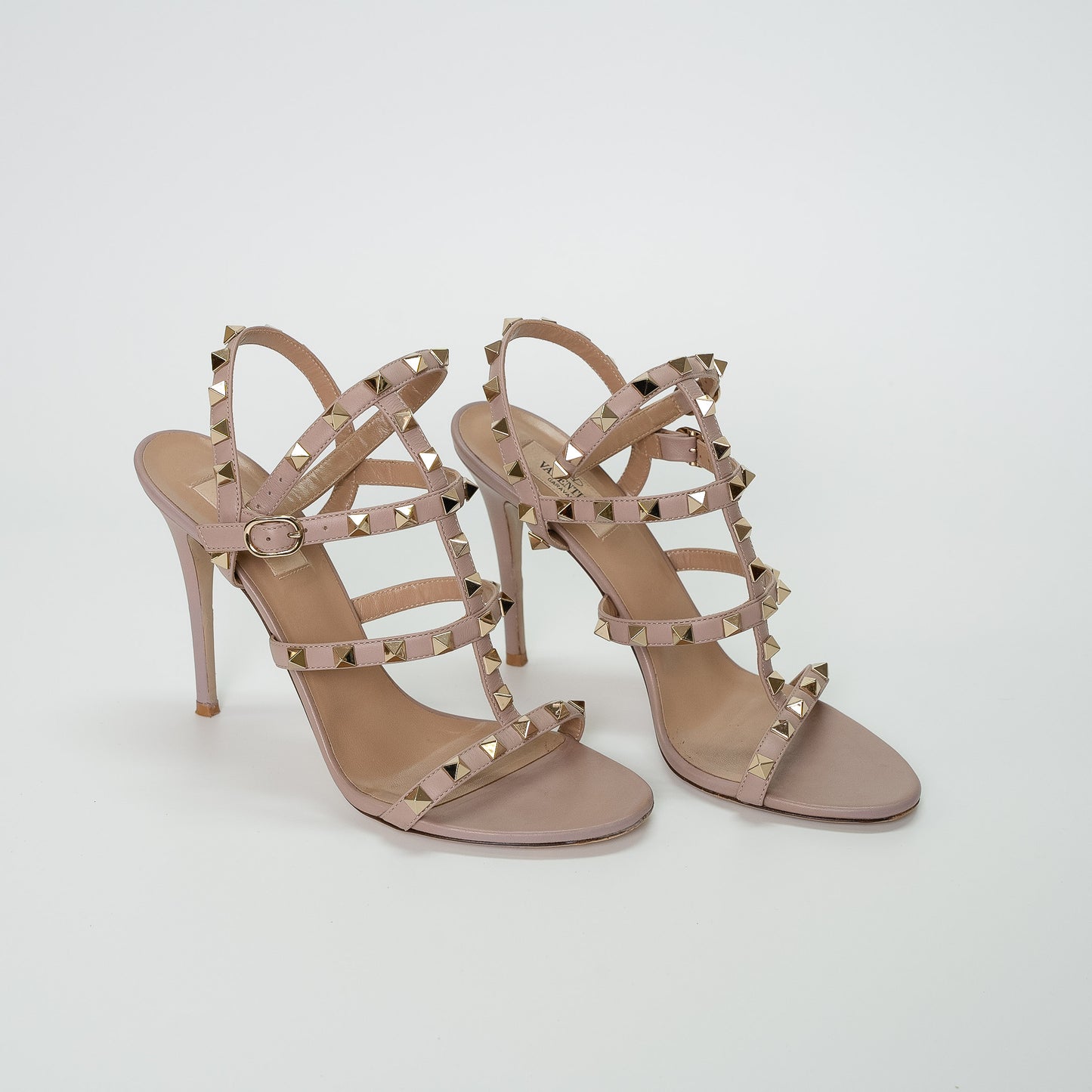 Valentino Garavani Poudre Rockstud Ankle Strap Sandals