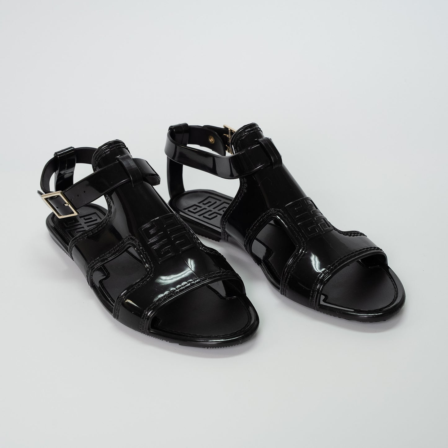 Givenchy Black Rubber Gladiator Sandals