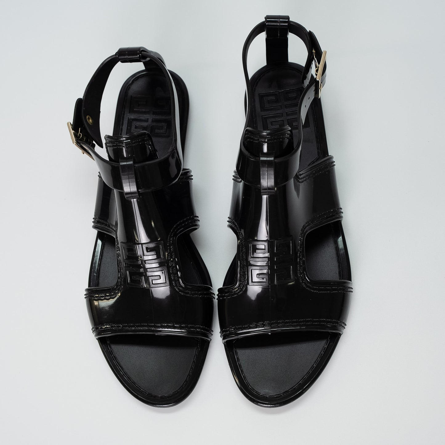 Givenchy Black Rubber Gladiator Sandals