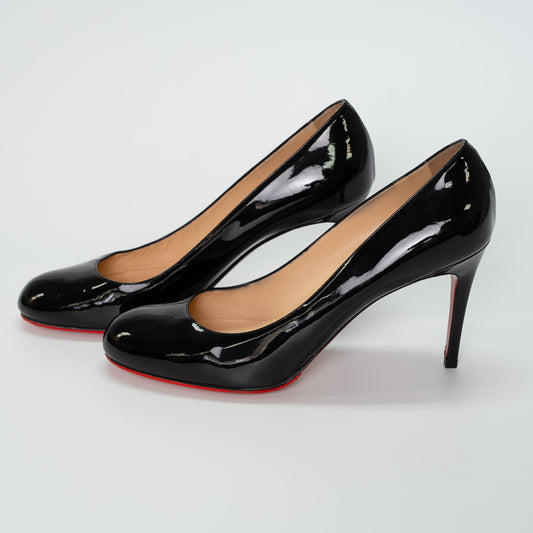 Christian Louboutin Black Patent Simple Pump 85