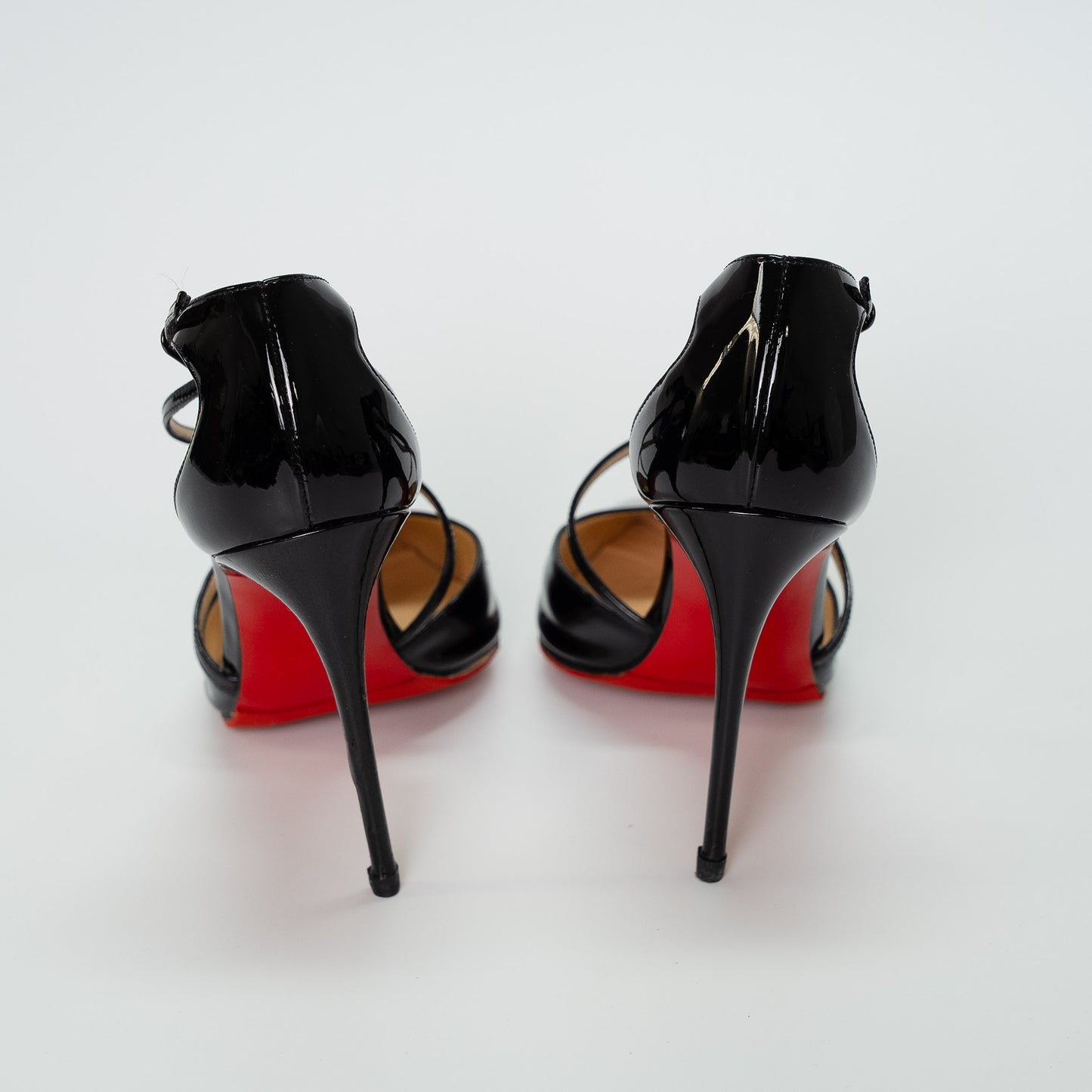 Christian Louboutin Black Patent Cross Blake Heels