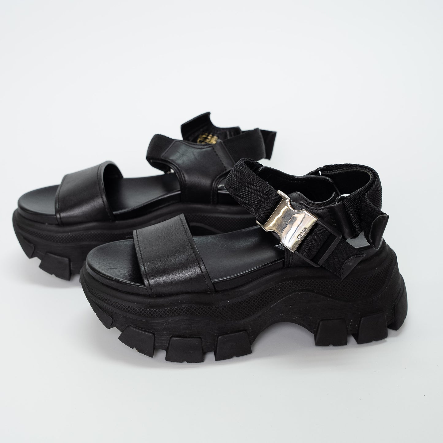 Prada Black Leather Platform Sandals