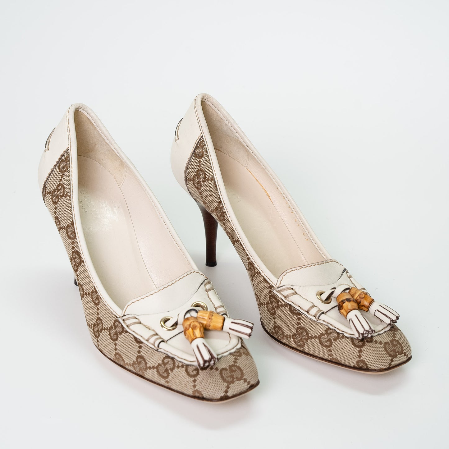 Gucci GG Canvas Bamboo Tassel Heels