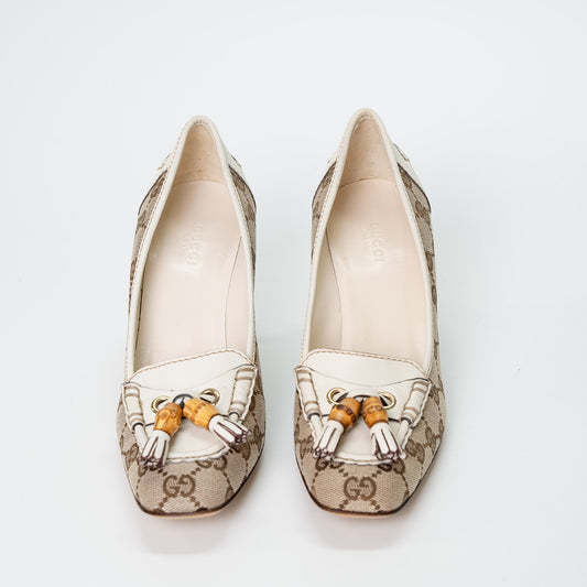 Gucci GG Canvas Bamboo Tassel Heels